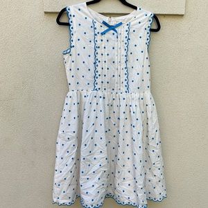 Boden Size 15/16 Girls Spotted Embroidered Dress